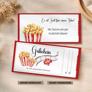 Nedladdning av biokupong i PDF-format | Personlig presentidé för filmkväll | Mall för presentkupong | Digital kupong för utskrift