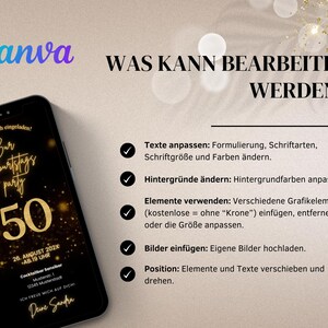 Digital WhatsApp invitation for a 50th birthday | Electronic birthday invitation for a 50th birthday party | Digital birthday card | Animated video eCard image 3