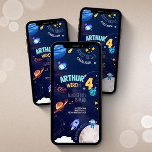Digitale Whatsapp Einladung | elektronische Geburtstagseinladung Geburtstagsfeier  | Geburtstagskarte digital | eCard Weltall Kosmos