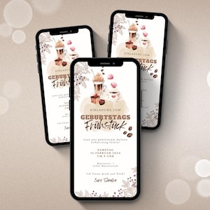 Digitale Whatsapp Einladung | elektronische Geburtstagseinladung Geburtstagsfeier  | Geburtstagskarte digital | eCard Frühstück Brunch