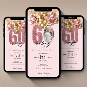 Digitale Einladung zum 60. Geburtstag mit Foto| Whatsapp Einladung | eCard