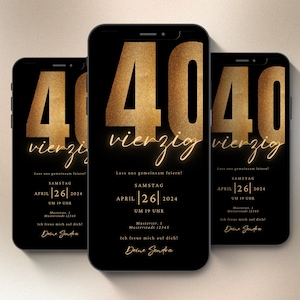 Digitale Einladung zum 40. Geburtstag | Whatsapp Einladung | eCard Video Einladung animiert