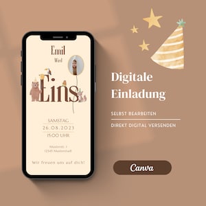 Convite digital para aniversário infantil com foto | Convite Whatsapp | personalizável | cartão eletrônico