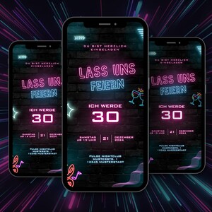Digital Invitation Birthday Neon | Whatsapp Invitation | eCard | Animated Video Invitation