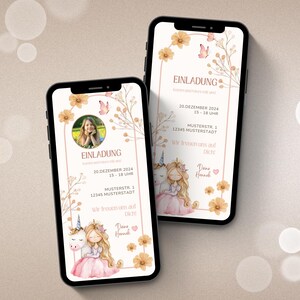 Invitación digital de WhatsApp | Invitación electrónica de cumpleaños infantil | Tarjeta de cumpleaños digital | Tarjeta electrónica de unicornio
