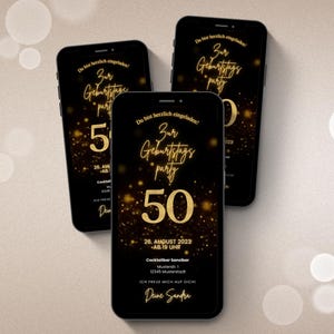 Digital WhatsApp invitation for a 50th birthday | Electronic birthday invitation for a 50th birthday party | Digital birthday card | Animated video eCard image 1
