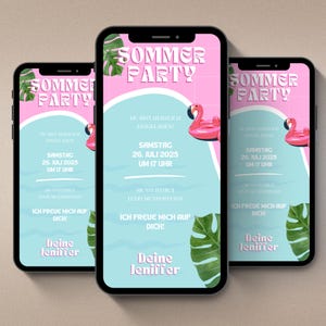 Digital birthday invitation to summer pool party | Whatsapp invitation | eCard