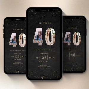 Invitation numérique pour 40e anniversaire avec photo Invitation WhatsApp | Carte électronique