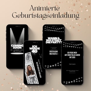 eCARD Geburtstagseinladung Mann Frau Digitale WhatsApp Einladungen mit Foto Personalisierte Animierte Handykarte Video Einladungskarte