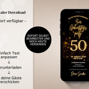 Digital WhatsApp invitation for a 50th birthday | Electronic birthday invitation for a 50th birthday party | Digital birthday card | Animated video eCard image 2