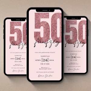 Digitale Einladung zum 50. Geburtstag | Whatsapp Einladung | eCard