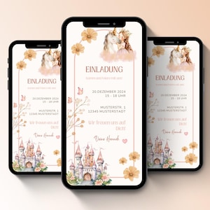 Invitation to a children&#39;s birthday party Princess Unicorn | Digital birthday invitation | customizable | To send via Whatsapp