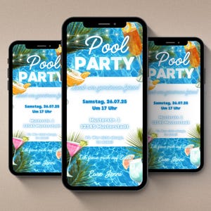 Digital birthday invitation to summer pool party | Whatsapp invitation | eCard