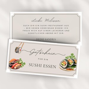 Sushi Dining Voucher | PDF Download | Personalized | Restaurant Gift Idea | Food Voucher | Digital Voucher to Print