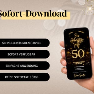 Digital WhatsApp invitation for a 50th birthday | Electronic birthday invitation for a 50th birthday party | Digital birthday card | Animated video eCard image 9