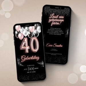 Digitale Whatsapp Einladung 40 | elektronische Geburtstagseinladung 40 Geburtstagsfeier  | Geburtstagskarte digital | eCard animiert Video