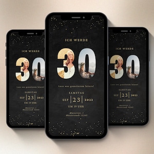 Convite digital de aniversário de 30 anos com foto | Convite Whatsapp | cartão eletrônico