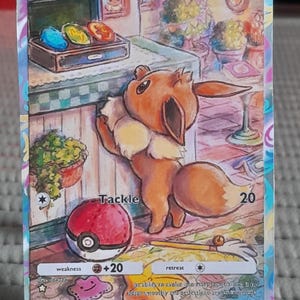 Carte pokemon Eevee evoli Custom customiser jeu de cartes anglais eng PKTCG NO holo personnalisée