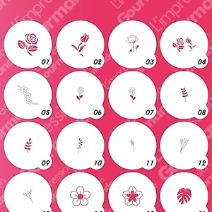 Pochoir floral pour macarons, biscuits et autres dimensions pour toutes vos pâtisseries