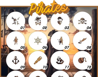 Pochoirs "Pirates" pour macarons, biscuits et autres dimensions pour toutes vos pâtisseries