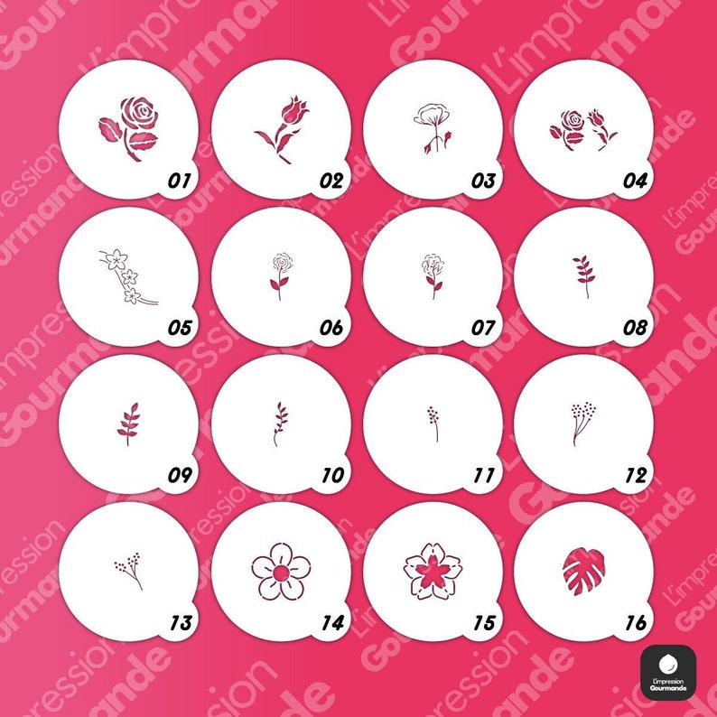 Floral stencil for macaroons, cookies and other sizes for all your pastries image 1