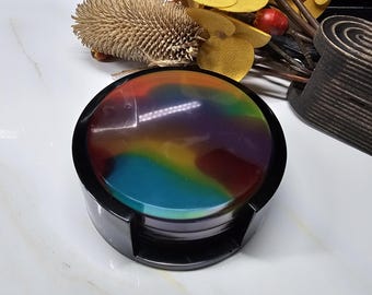 Coasters with Holder | Set of 10 | Unique Gift | Resin Coasters | Set of 2 | Colourful Coasters | Drink Coasters | Unique coasters