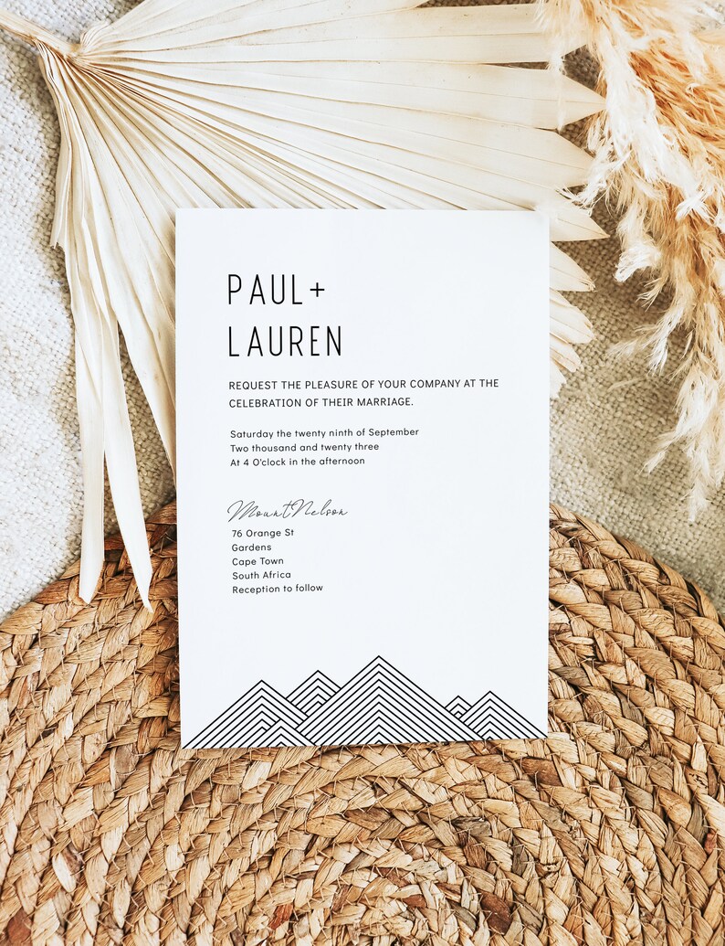Zen Wedding Invitation Template Printable Mountain Wedding Etsy