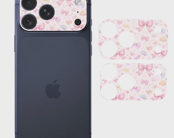 iPhone 17 Pro Max Camera Bar Skin, roze strik-plateau sticker, schattige beschermende camera wrap, vinyl sticker accessoire