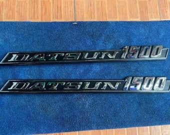 Datsun 620 1500 J15 Pickup Truck Emblems – Black Plastic Badge Set (2 Pcs)