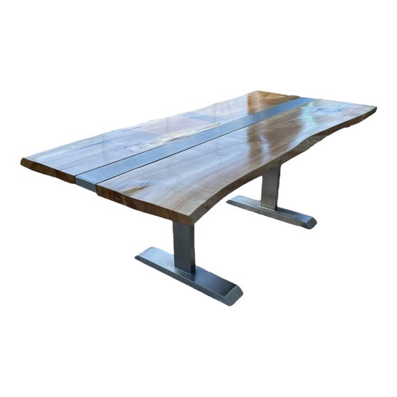 Edelstahl Esstisch / Terassentisch Tischgestell Outdoor geeignet extra entwickelt für Verwendung mit schmalen Holzplatten ab 30cm Breite V2A