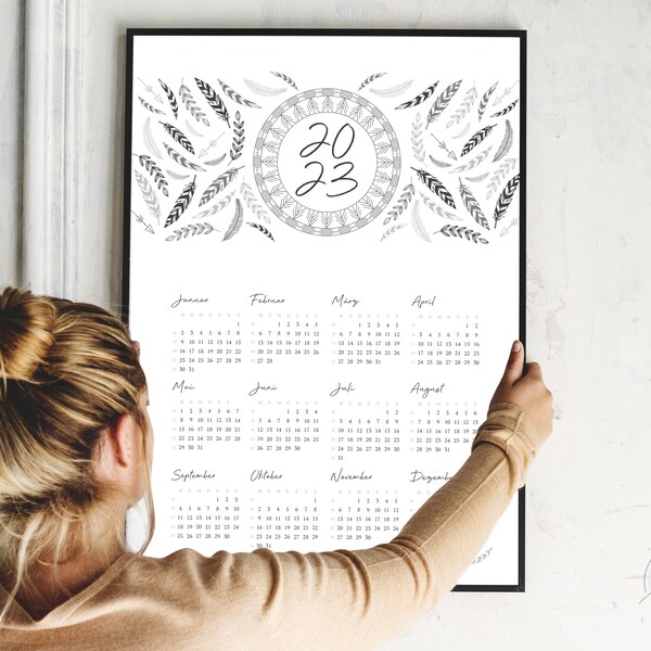 Wandkalender Jahreskalender - Etsy