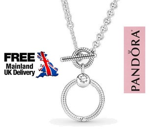 Pandora Moments O Pendant T-bar Necklace, Sterling Silver Charm Necklace, Women Necklace, Oval Necklace, Everyday Necklace, Gift For Women