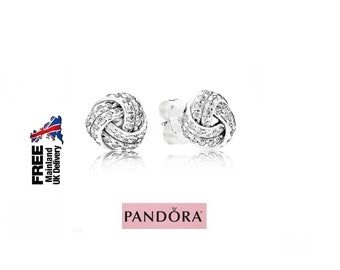 Pandora Love Knots Stud Earrings Silver Knotted Earrings S925 ALE Signature Curved Design Symbolizing Love for Women Perfect Gift 290696CZ