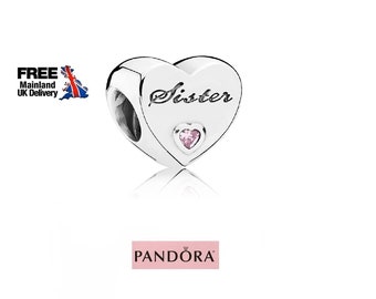 New Pandora Sister Heart Charm Pink Unique Silver Family Charms Trending Gifts for Sisters, Express Love with Cute Celebrate Your Bond