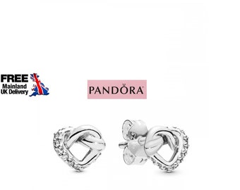 Pandora Knotted Heart Stud Earrings Elevate Her Look with Pandora's Minimalist Heart Stud Earring in Jewellery 298019CZ Collection