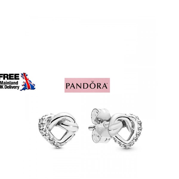 Pandora Knotted Heart Stud Earrings Elevate Her Look with Pandora's Minimalist Heart Stud Earring in Jewellery 298019CZ Collection