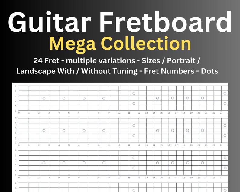 Guitar Fretboard Charts Mega Collection Printable - Etsy Australia