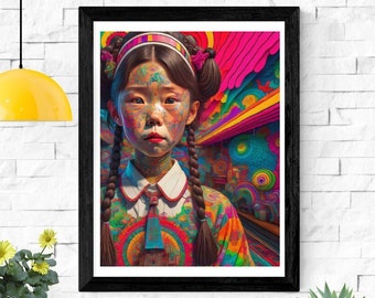 The Thinking Girl , Original Art, Printable art, Joyful and Empowering Digital Wall Art, Instant Download