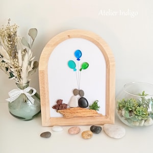 Cadre Photo En Bois Flotté Avec Personnages - Décor Rustique Fait Main - France - Contemporain
