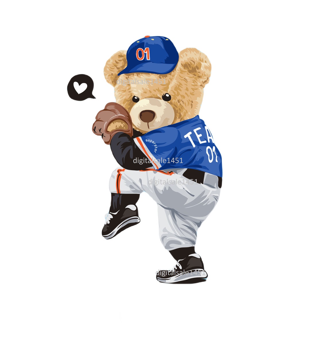 Teddy Bear Png, Baseball Teddy Bear Jpg, Digital Download, Color Print