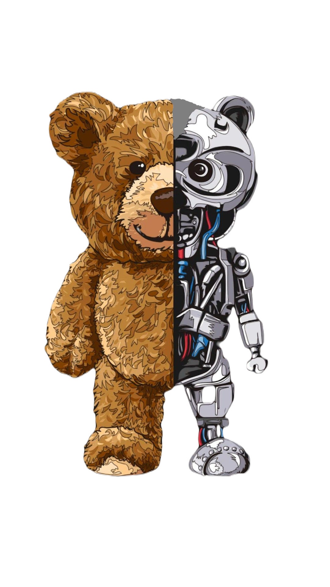 Teddy Bear Png,teddy Bear Robot Png,digital Download,half Teddy Bear