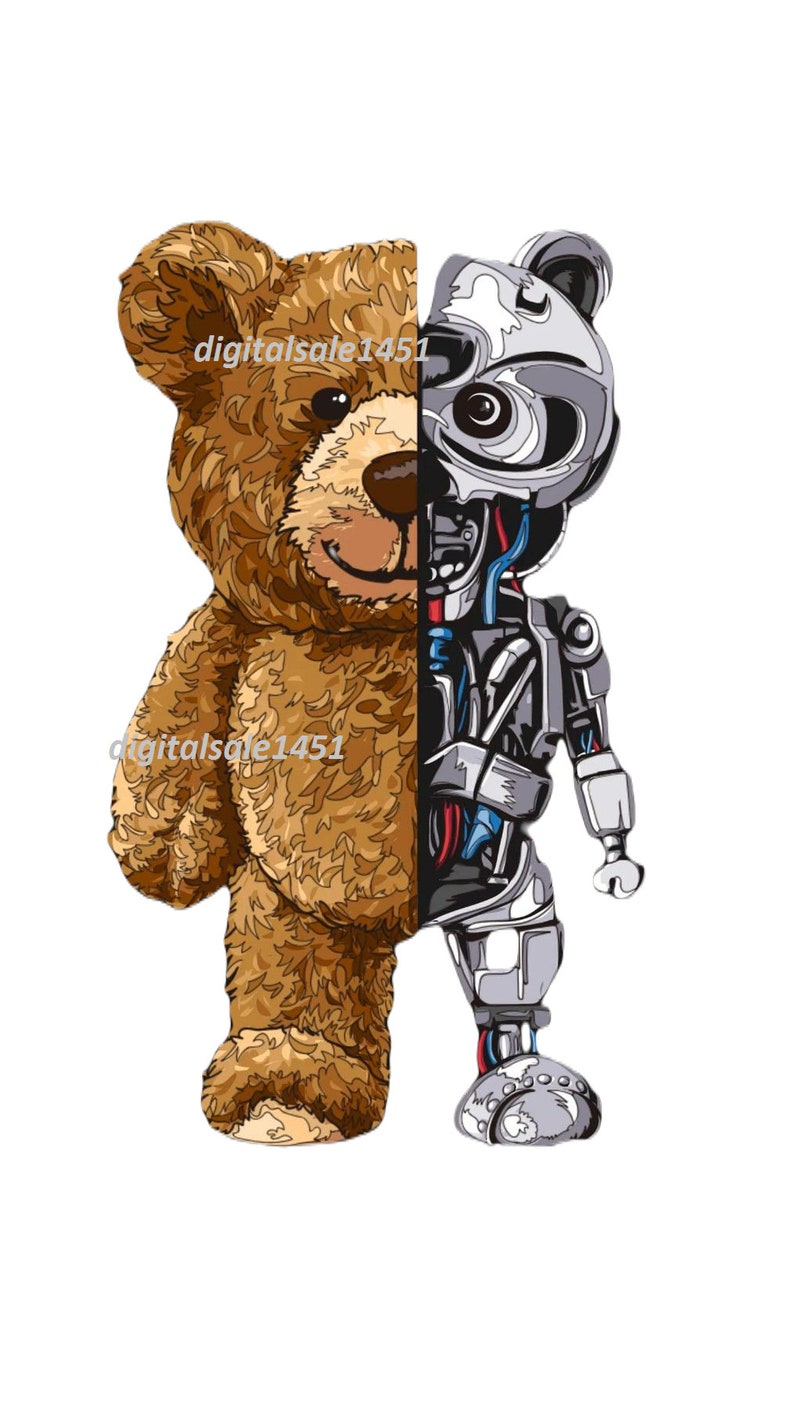 Teddy Bear Pngteddy Bear Robot Svgdigital Downloadhalf Etsy