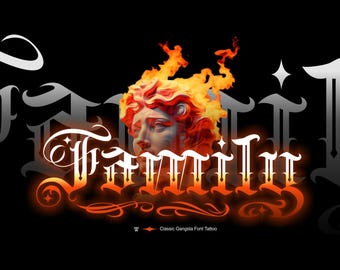 Chicano Blackletter Font Set: Tattoo & Apparel Design (Digital Download)