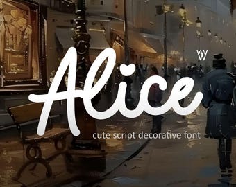 Alice Monoline Font – Script Decorative Typeface for Logo, Wedding Invitations, Branding & Modern Feminine Design