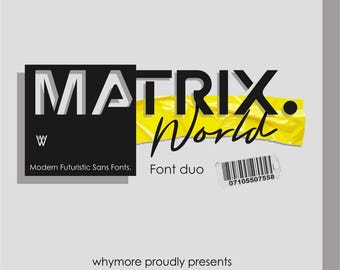 Matrix World Font Duo: Futuristic Sans & Marker Fonts (OTF, TTF, ZIP File)