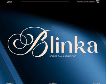Blinka Font Duo - Luxury Script & Serif Fonts | Elegant Wedding Font, Branding Font, Canva Font, Cricut Fonts, Commercial Use, OTF TTF