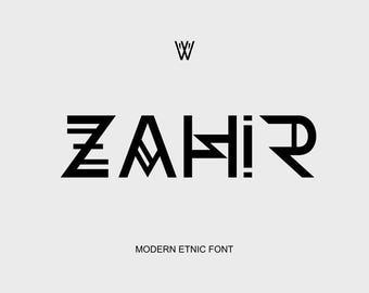 Zahir Font: Ethnic Futuristic Typeface, Y2K Font