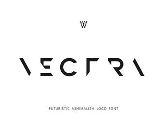 Vectra Futuristic Puzzle Font: Geometric Logo Design