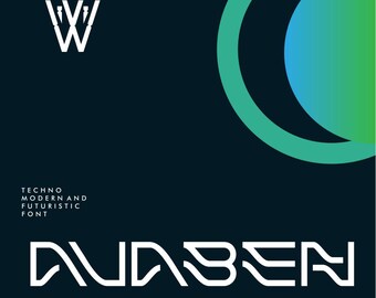 Futuristic Geometric Font: Modern Logo Font - Avaben (OTF, TTF)