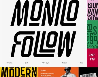 Monilo Bold Display Font: Condensed Graffiti Style (OTF + TTF)